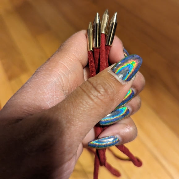 Lulu's wine vegan suede wrap up heels. - Picture 4 of 9